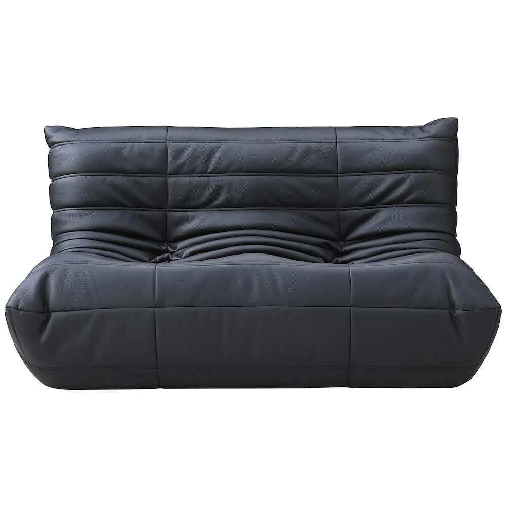 Relax 54.75" Black Vegan Leather Upholstered Loveseat