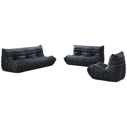 Relax 54.75" Black Vegan Leather Upholstered Loveseat