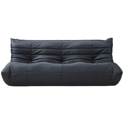 Relax 77.75" Black Vegan Leather Upholstered Sofa