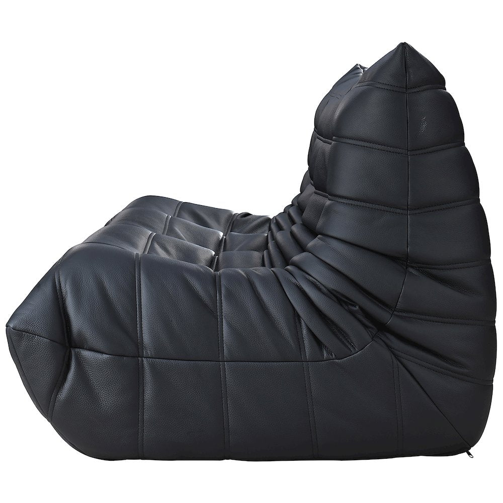 Relax 77.75" Black Vegan Leather Upholstered Sofa
