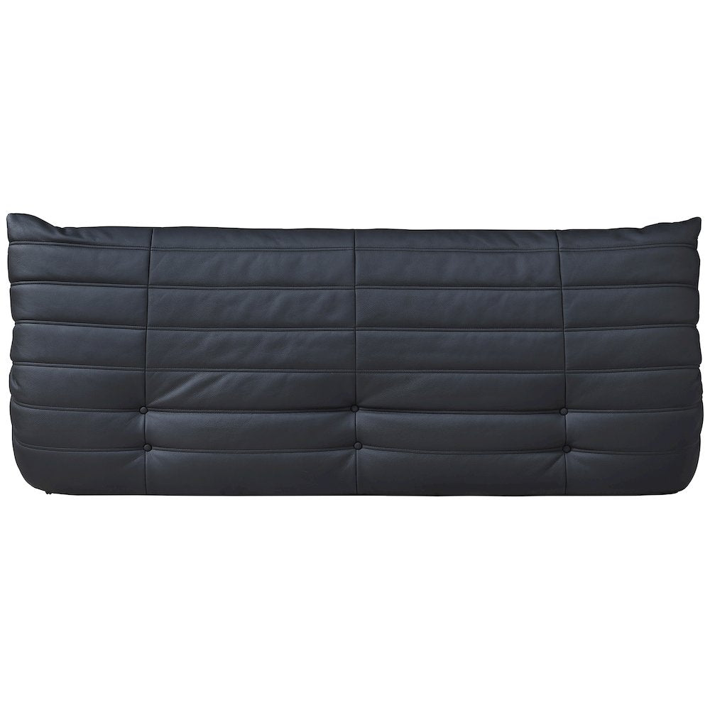 Relax 77.75" Black Vegan Leather Upholstered Sofa