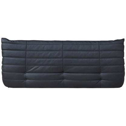 Relax 77.75" Black Vegan Leather Upholstered Sofa