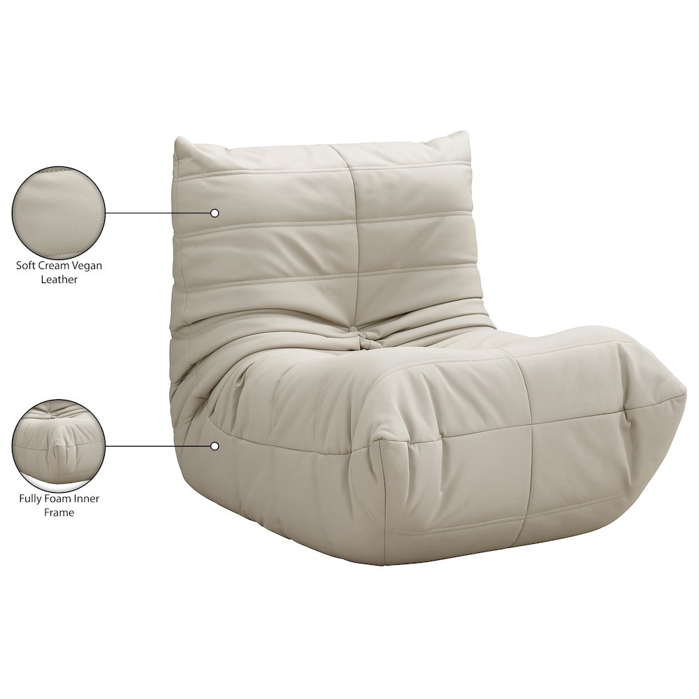 Relax Cream Vegan Leather Upholstered Chair