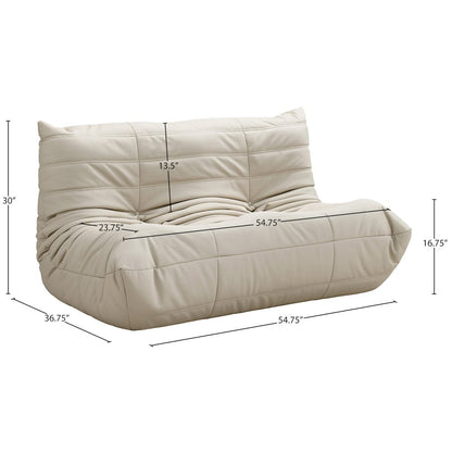 Relax 54.75" Cream Vegan Leather Upholstered Loveseat