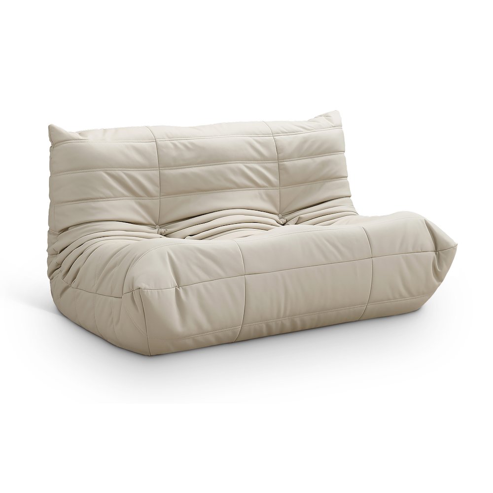 Relax 54.75" Cream Vegan Leather Upholstered Loveseat