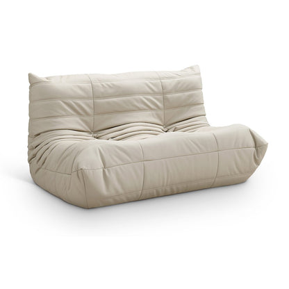 Relax 54.75" Cream Vegan Leather Upholstered Loveseat