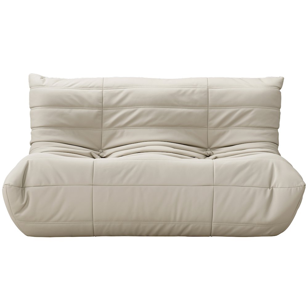 Relax 54.75" Cream Vegan Leather Upholstered Loveseat