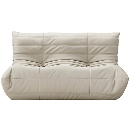 Relax 54.75" Cream Vegan Leather Upholstered Loveseat