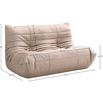 Relax 54.75" Tan Vegan Leather Upholstered Loveseat