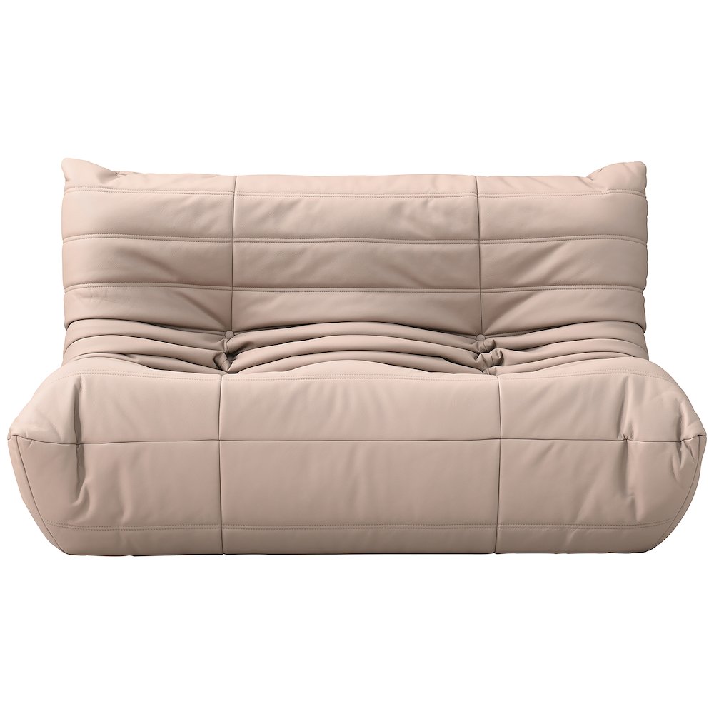 Relax 54.75" Tan Vegan Leather Upholstered Loveseat