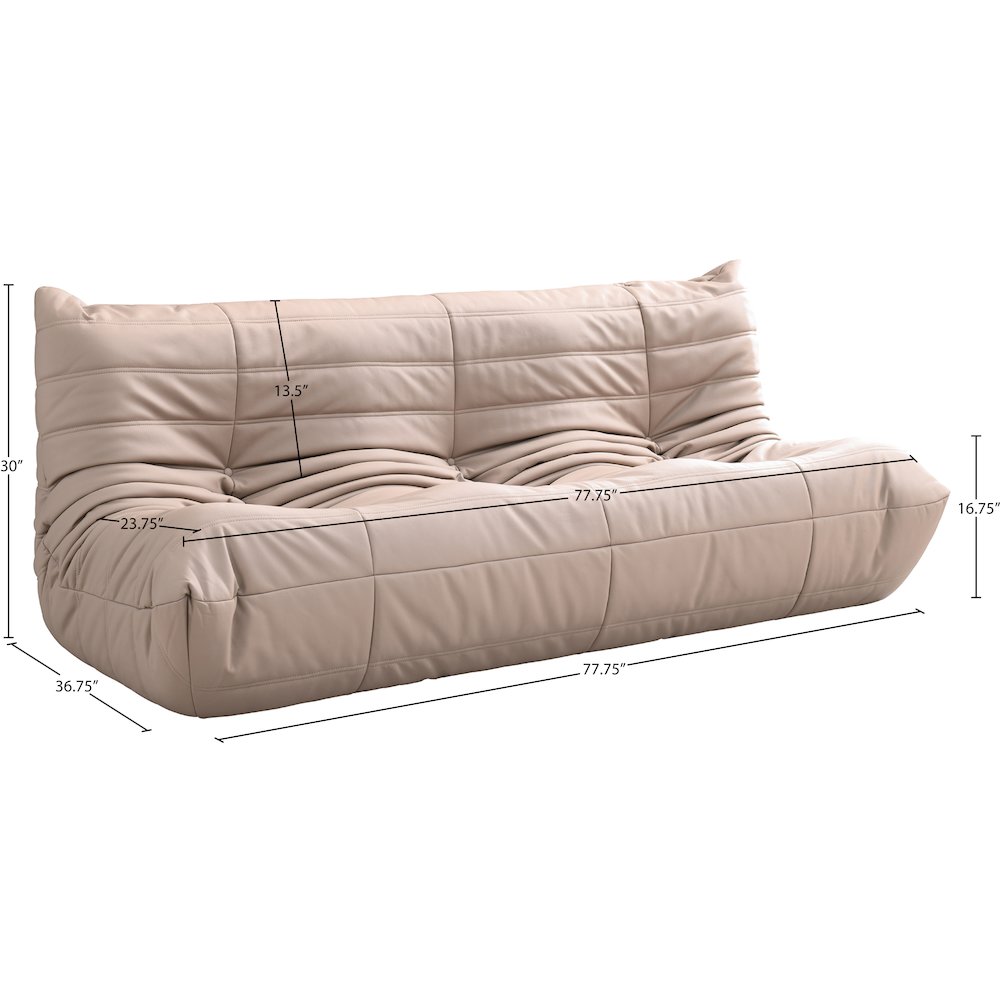 Relax 77.75" Tan Vegan Leather Upholstered Sofa