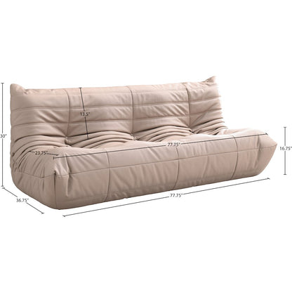 Relax 77.75" Tan Vegan Leather Upholstered Sofa