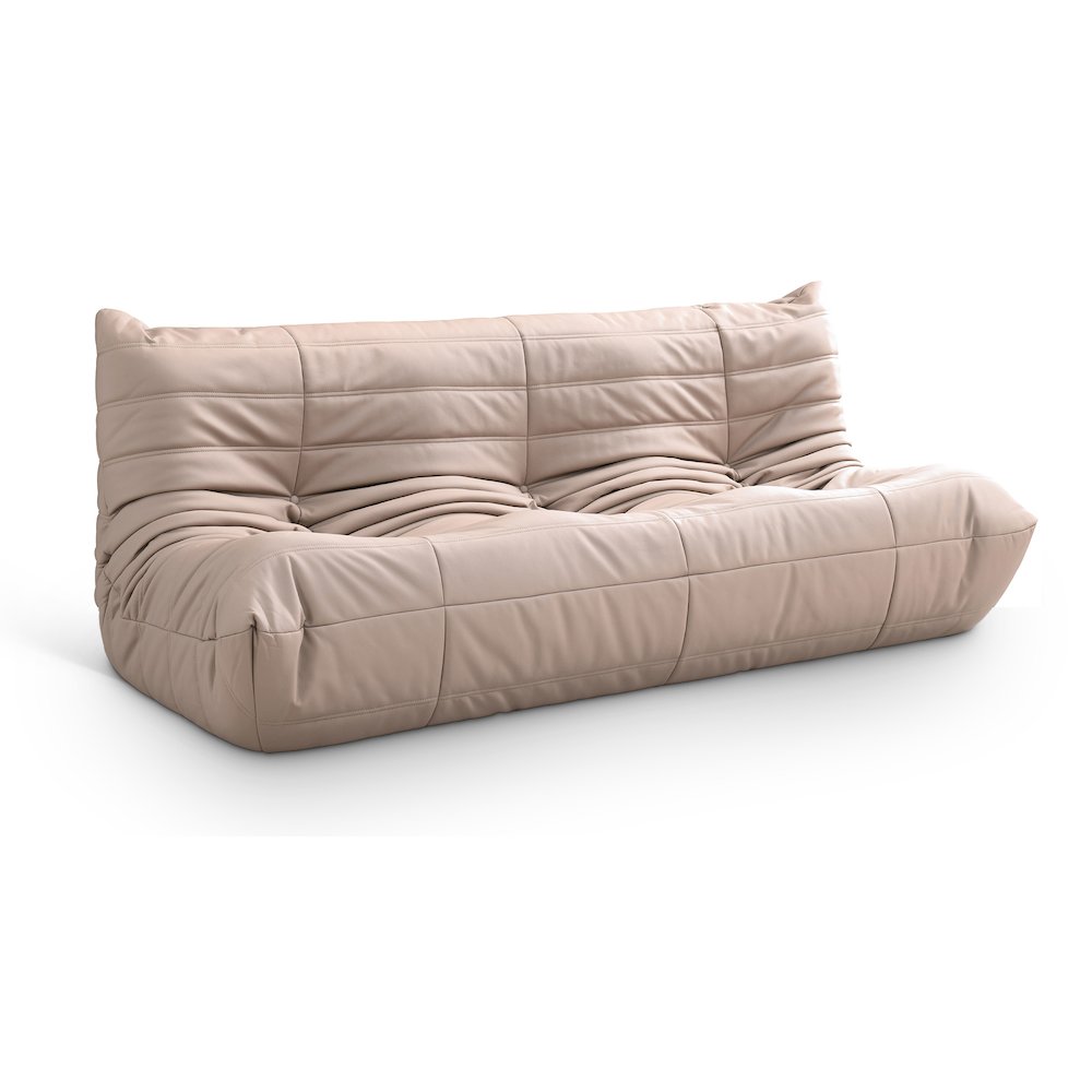 Relax 77.75" Tan Vegan Leather Upholstered Sofa