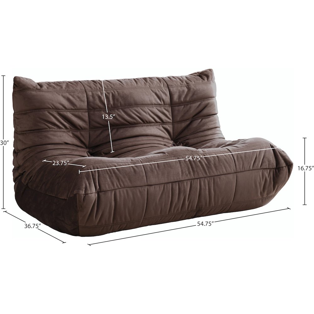 Relax 54.75" Brown Velvet Upholstered Loveseat