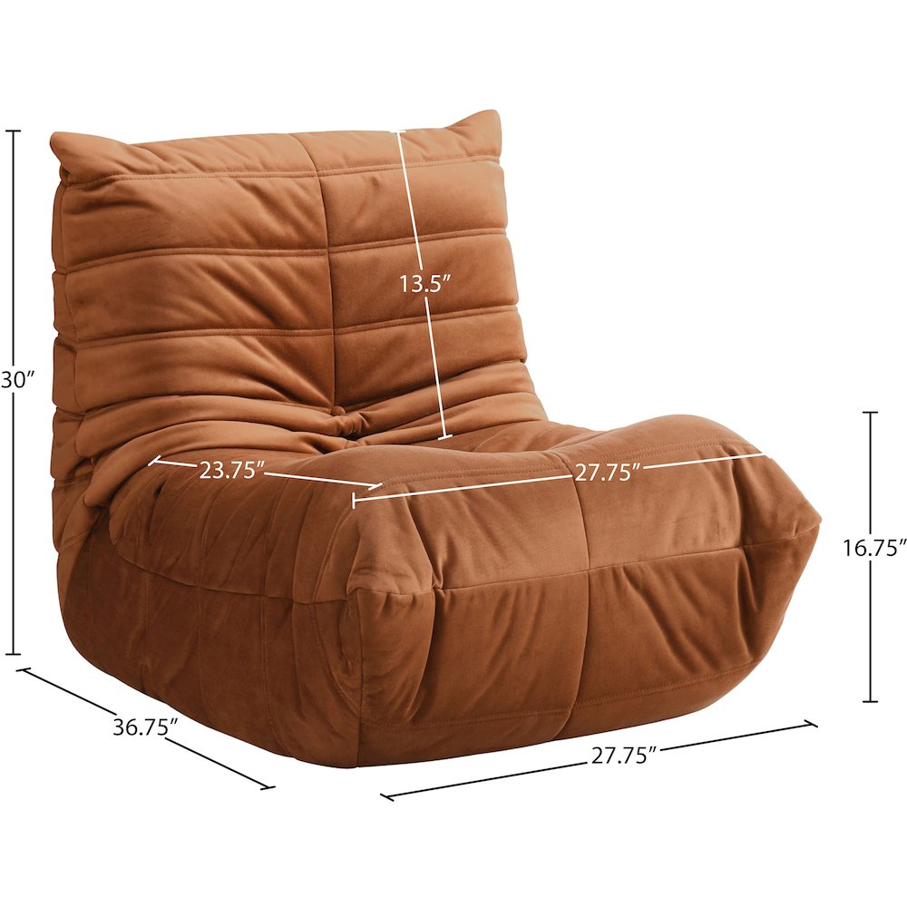 Relax Cognac Velvet Upholstered Chair
