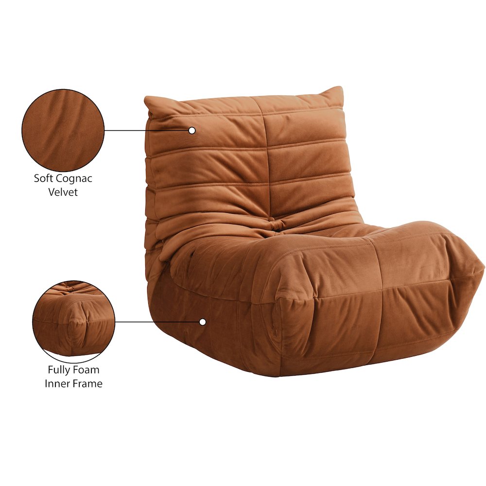 Relax Cognac Velvet Upholstered Chair