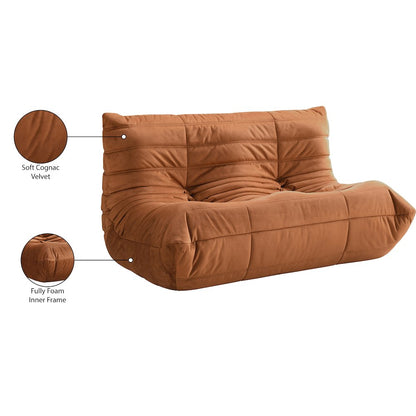 Relax 54.75" Cognac Velvet Upholstered Loveseat