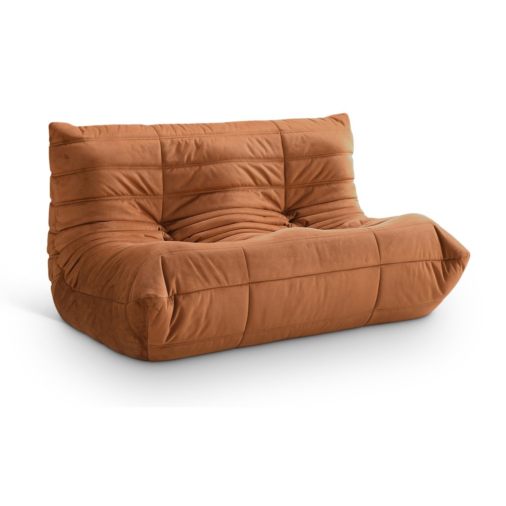 Relax 54.75" Cognac Velvet Upholstered Loveseat
