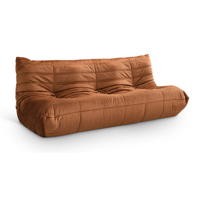 Relax 77.75" Cognac Velvet Upholstered Sofa