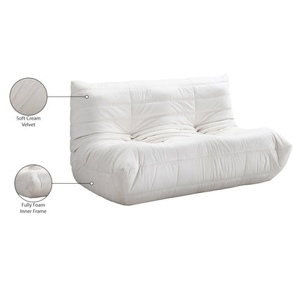 Relax 54.75" Cream Velvet Upholstered Loveseat