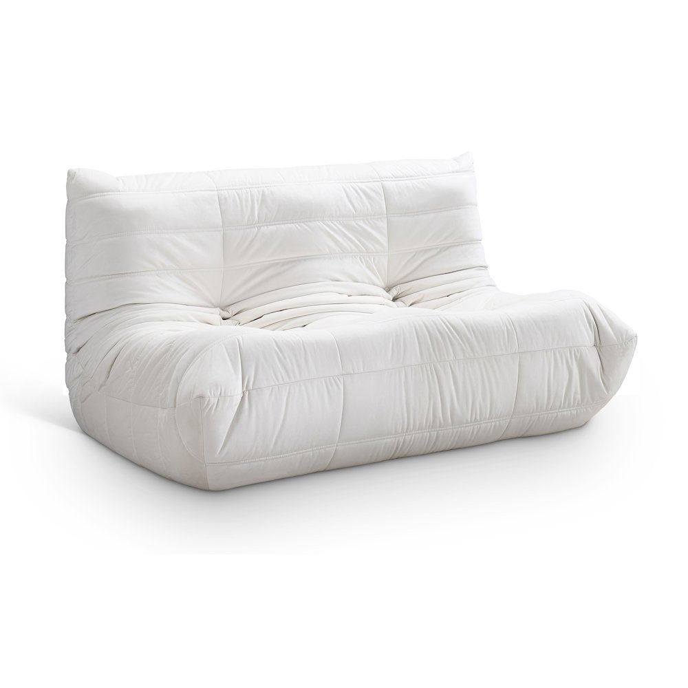 Relax 54.75" Cream Velvet Upholstered Loveseat