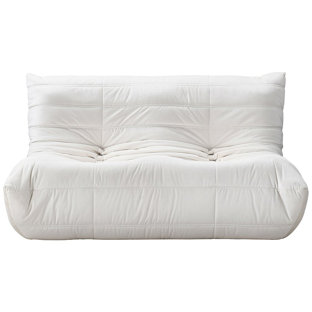 Relax 54.75" Cream Velvet Upholstered Loveseat