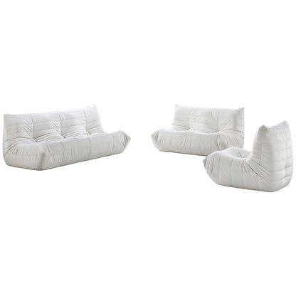Relax 54.75" Cream Velvet Upholstered Loveseat