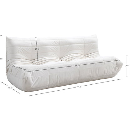 Relax 77.75" Cream Velvet Upholstered Sofa
