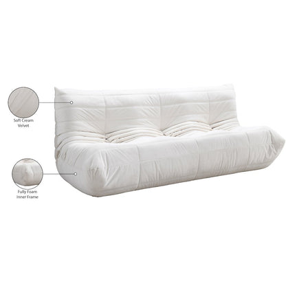 Relax 77.75" Cream Velvet Upholstered Sofa