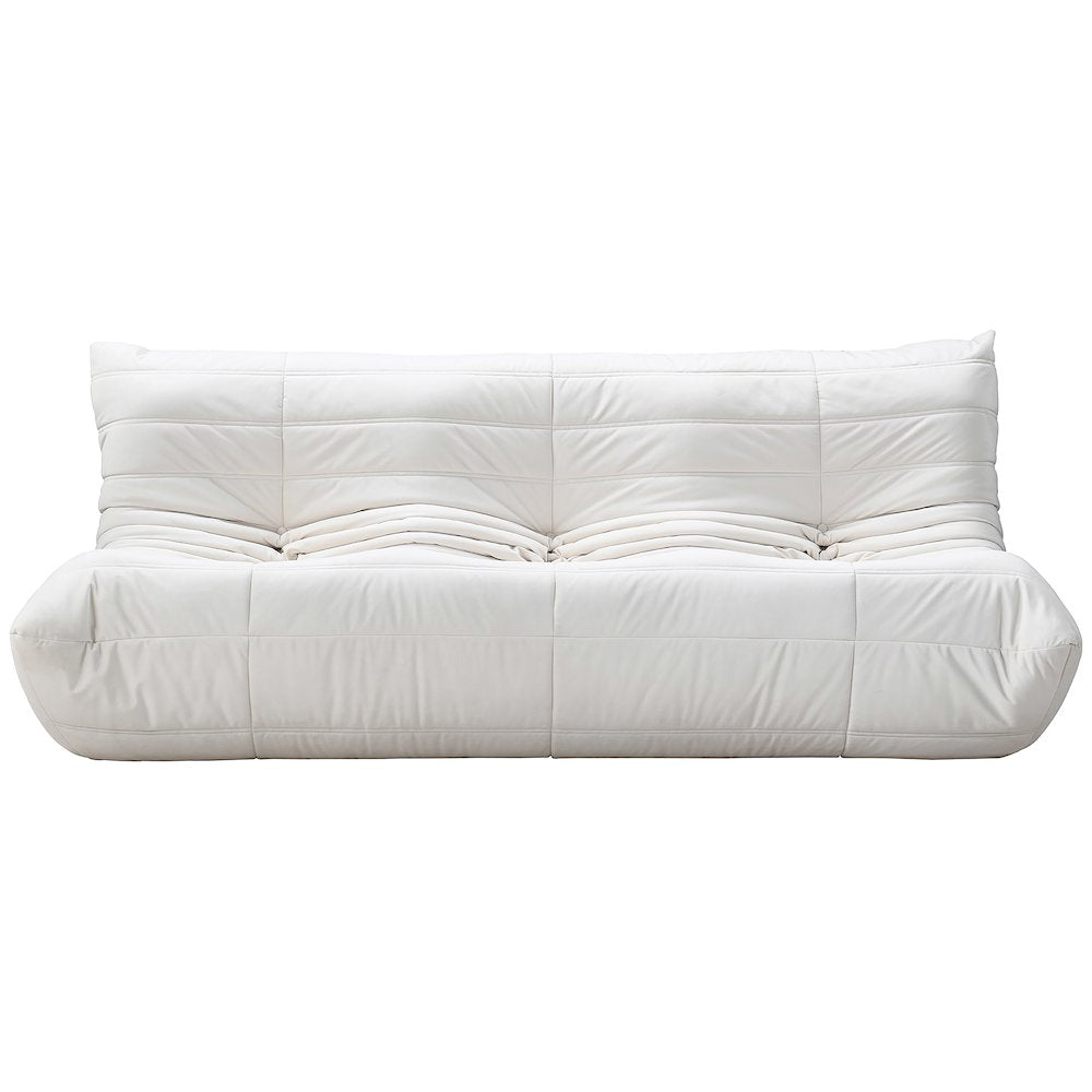 Relax 77.75" Cream Velvet Upholstered Sofa