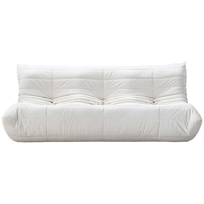Relax 77.75" Cream Velvet Upholstered Sofa