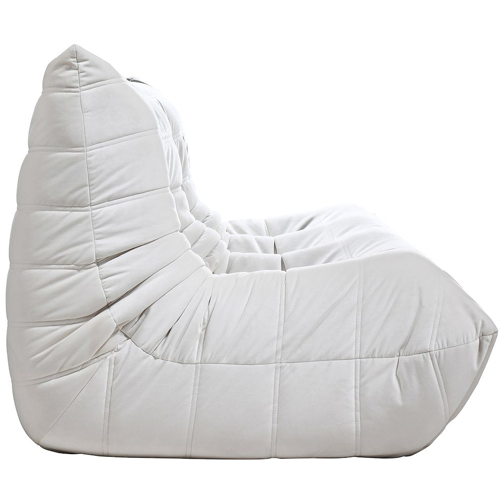 Relax 77.75" Cream Velvet Upholstered Sofa