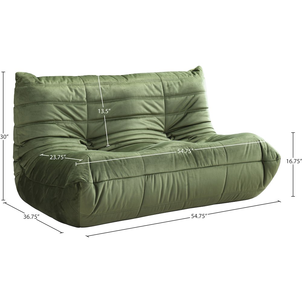 Relax 54.75" Green Velvet Upholstered Loveseat