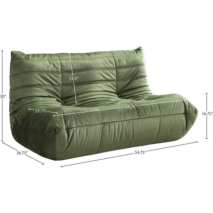 Relax 54.75" Green Velvet Upholstered Loveseat