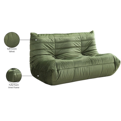 Relax 54.75" Green Velvet Upholstered Loveseat