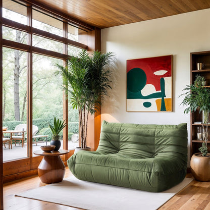 Relax 54.75" Green Velvet Upholstered Loveseat