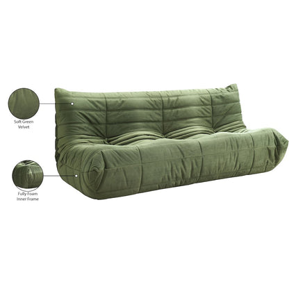 Relax 77.75" Green Velvet Upholstered Sofa