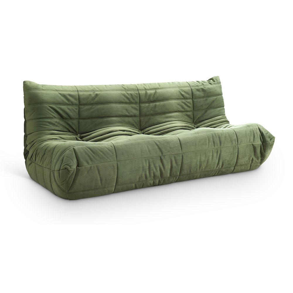 Relax 77.75" Green Velvet Upholstered Sofa