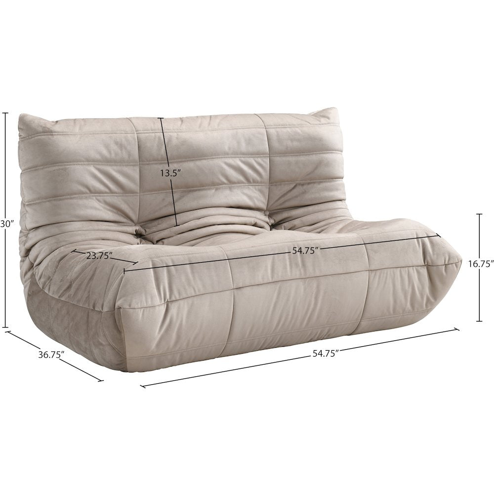 Relax 54.75" Taupe Velvet Upholstered Loveseat