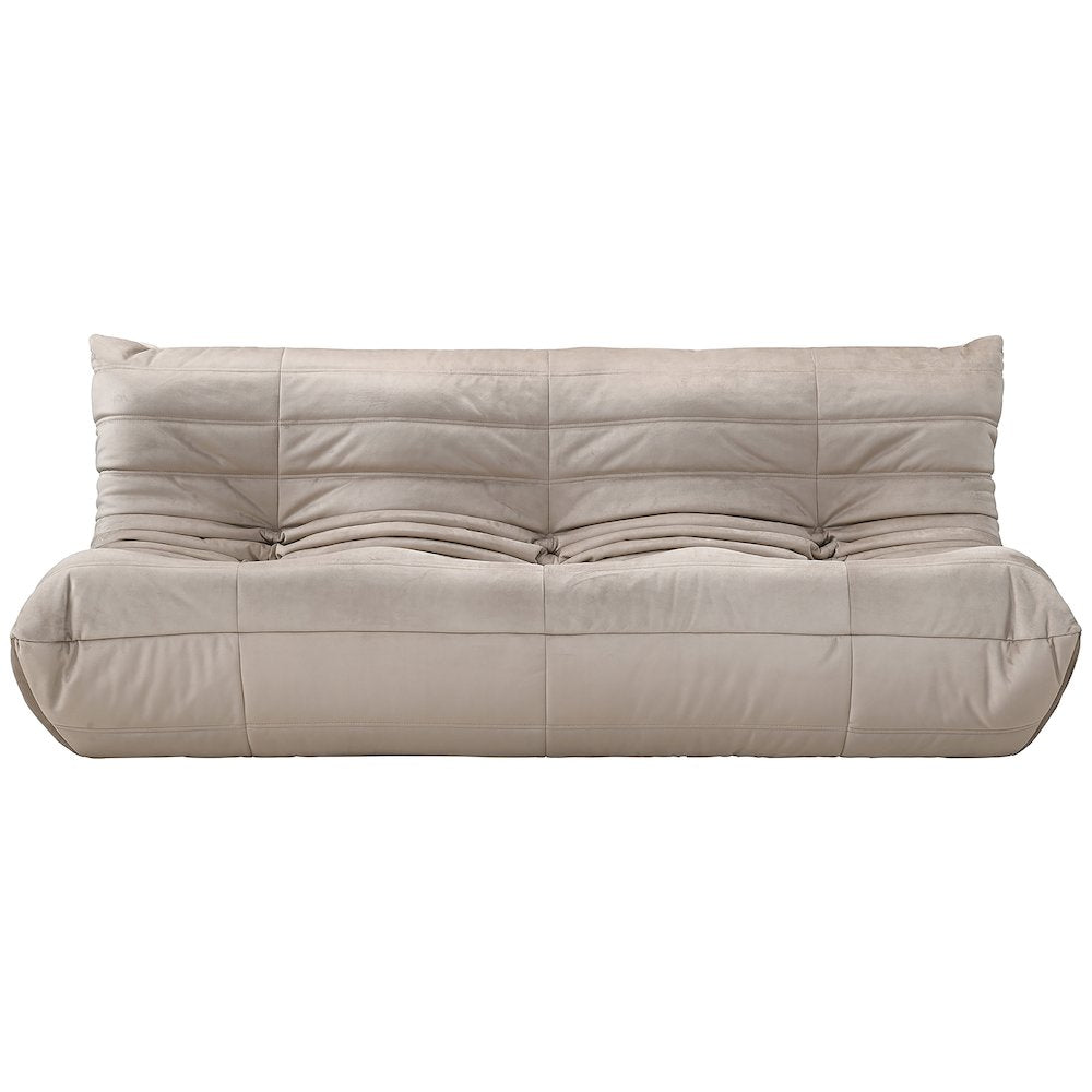 Relax 77.75" Taupe Velvet Upholstered Sofa