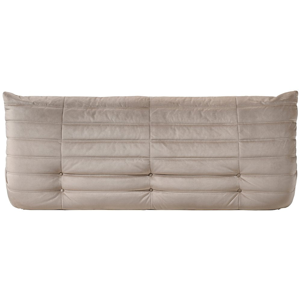 Relax 77.75" Taupe Velvet Upholstered Sofa