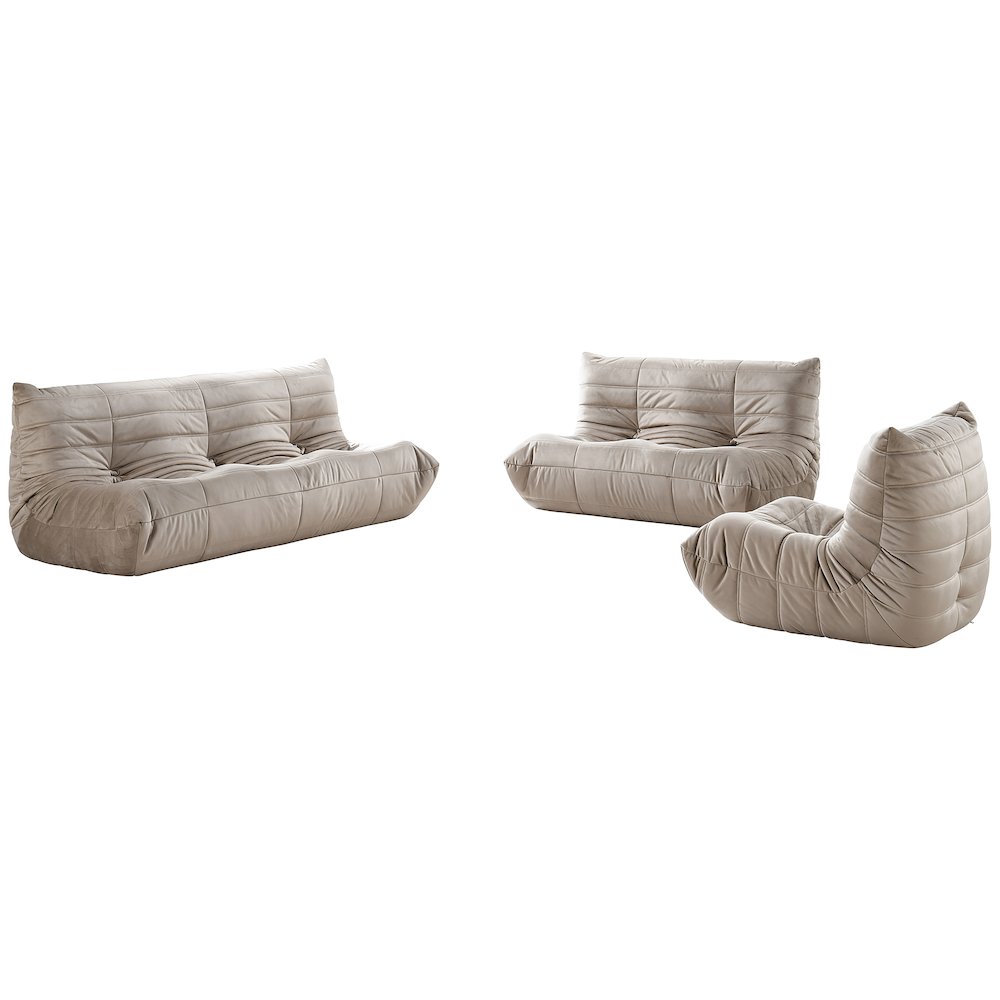 Relax 77.75" Taupe Velvet Upholstered Sofa