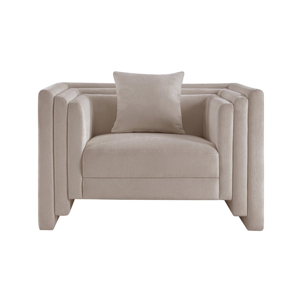 Everett Beige Chenille Fabric Chair