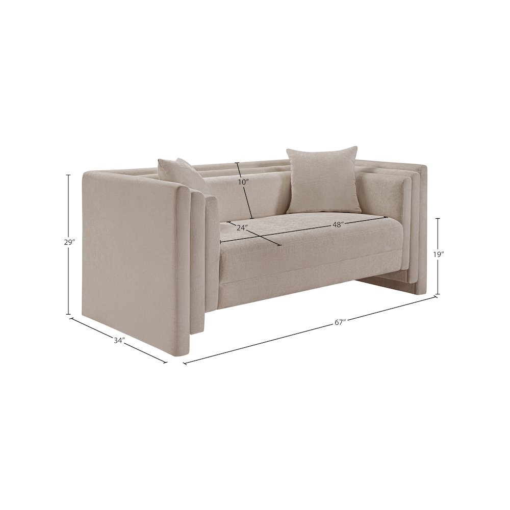 Everett Beige Chenille Fabric Loveseat