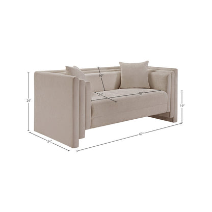 Everett Beige Chenille Fabric Loveseat