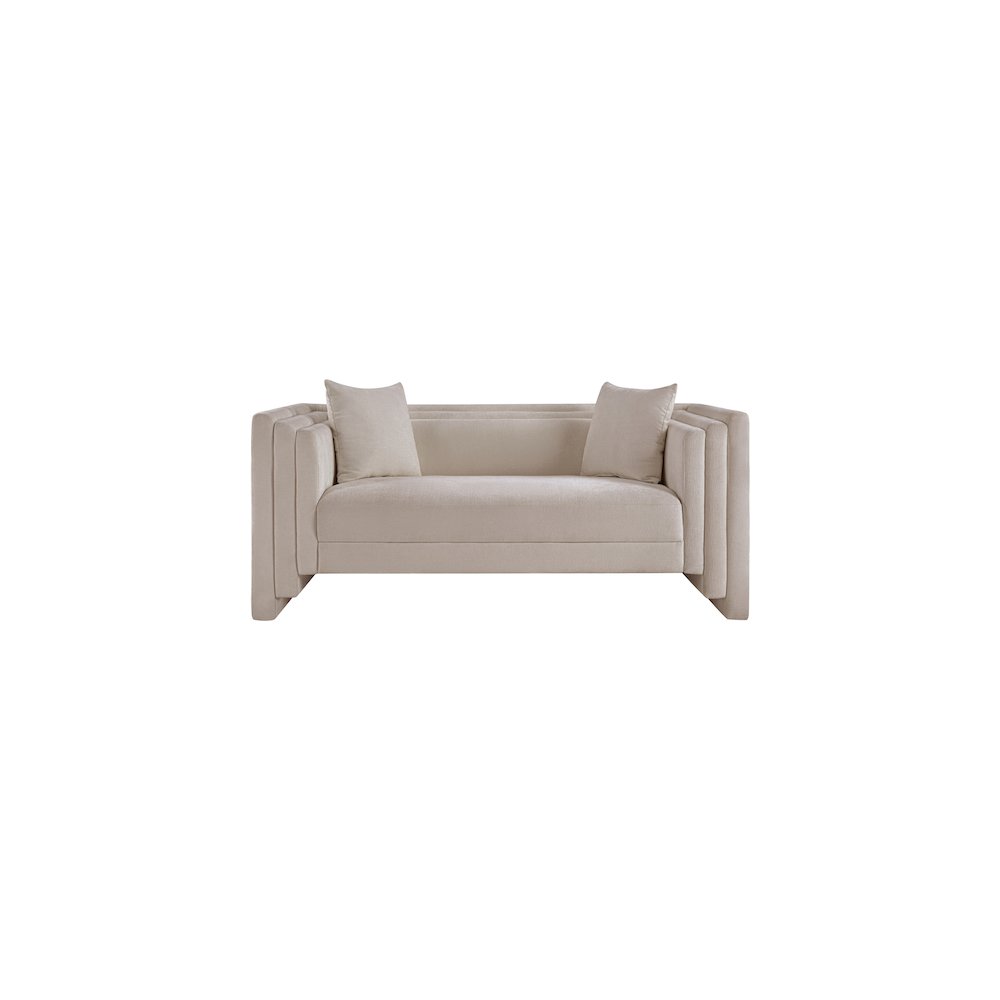 Everett Beige Chenille Fabric Loveseat