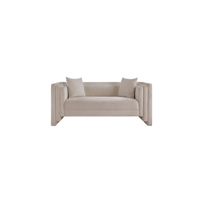 Everett Beige Chenille Fabric Loveseat
