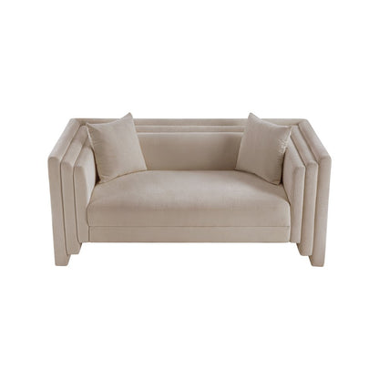 Everett Beige Chenille Fabric Loveseat