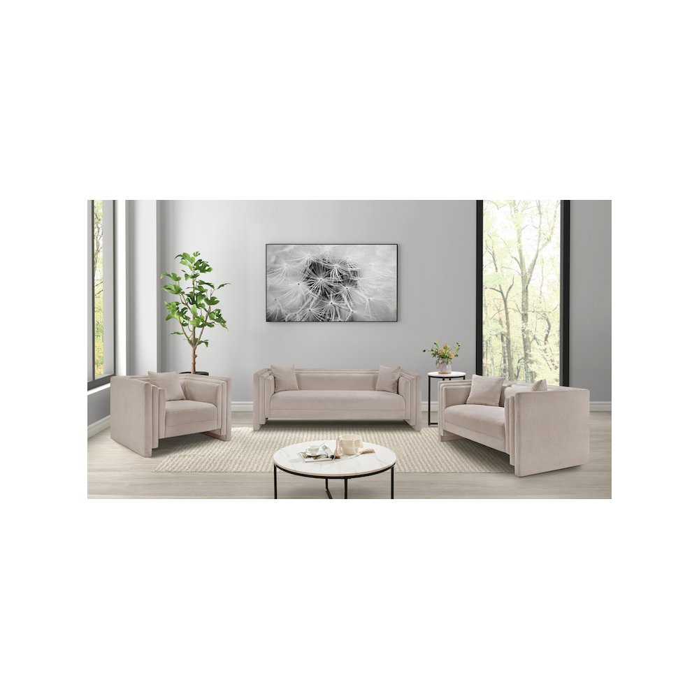 Everett Beige Chenille Fabric Loveseat