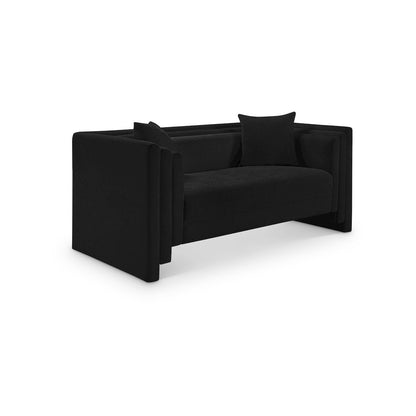 Everett Black Chenille Fabric Loveseat